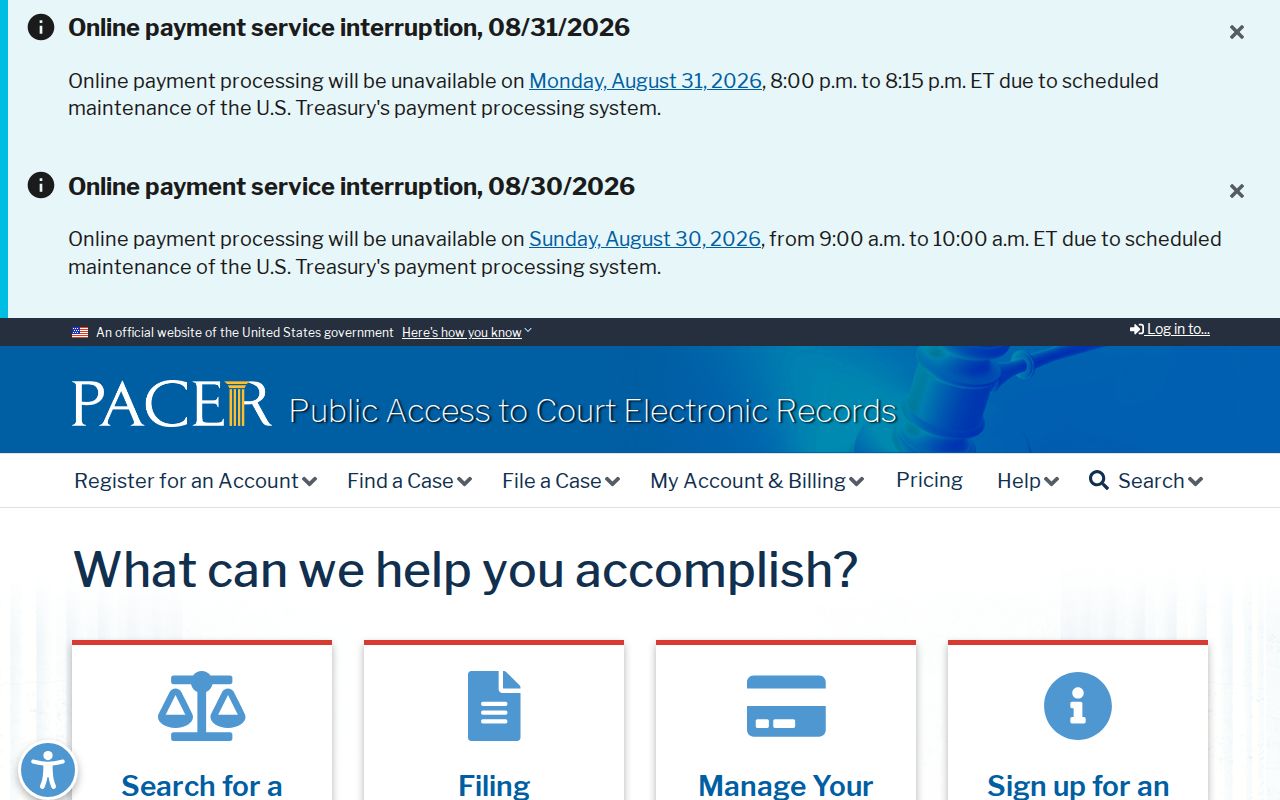 Knox County court docket federal PACER case access