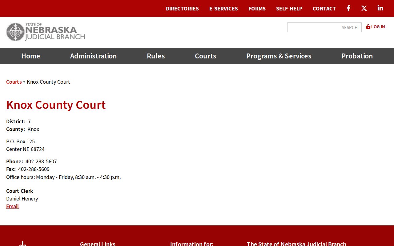 Knox County court docket County Court directory