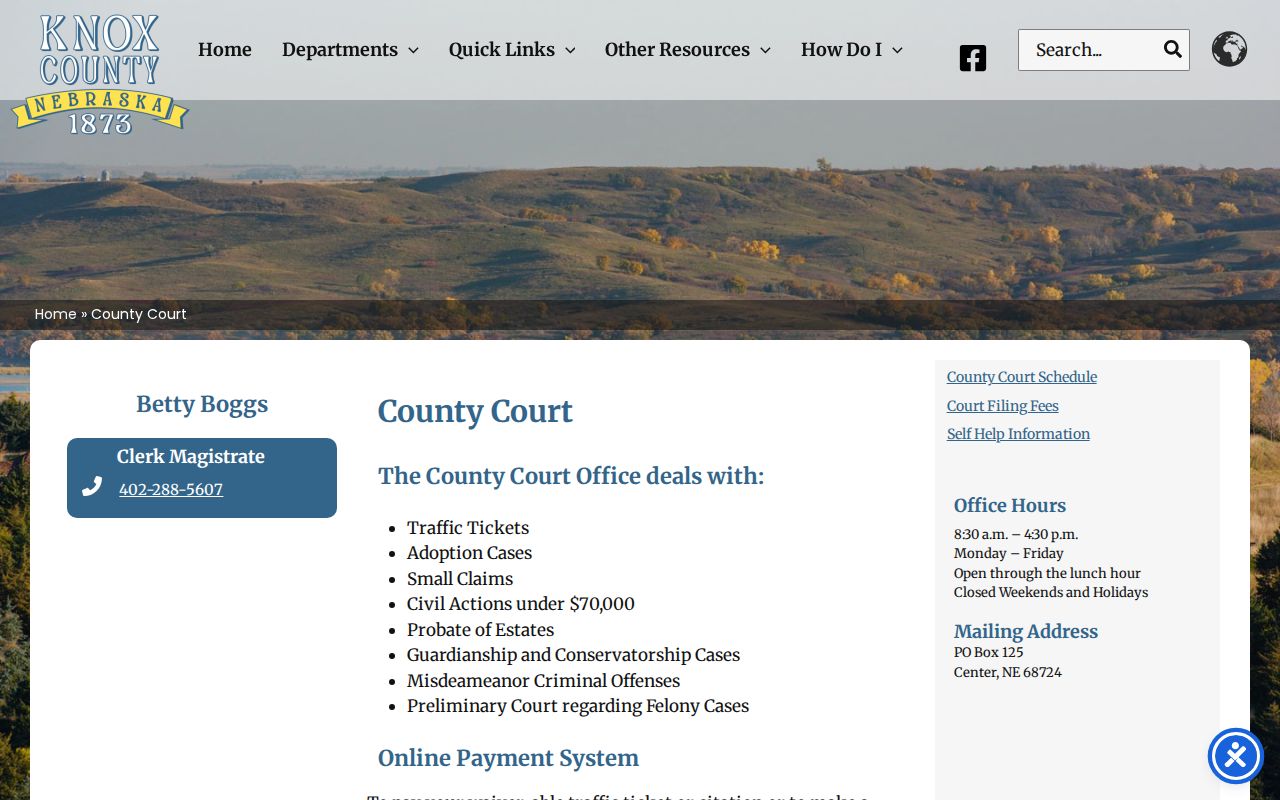 Knox County traffic tickets County Court local services