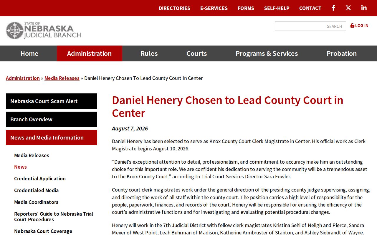 Wausa court docket record source showing Knox County Court clerk-magistrate context